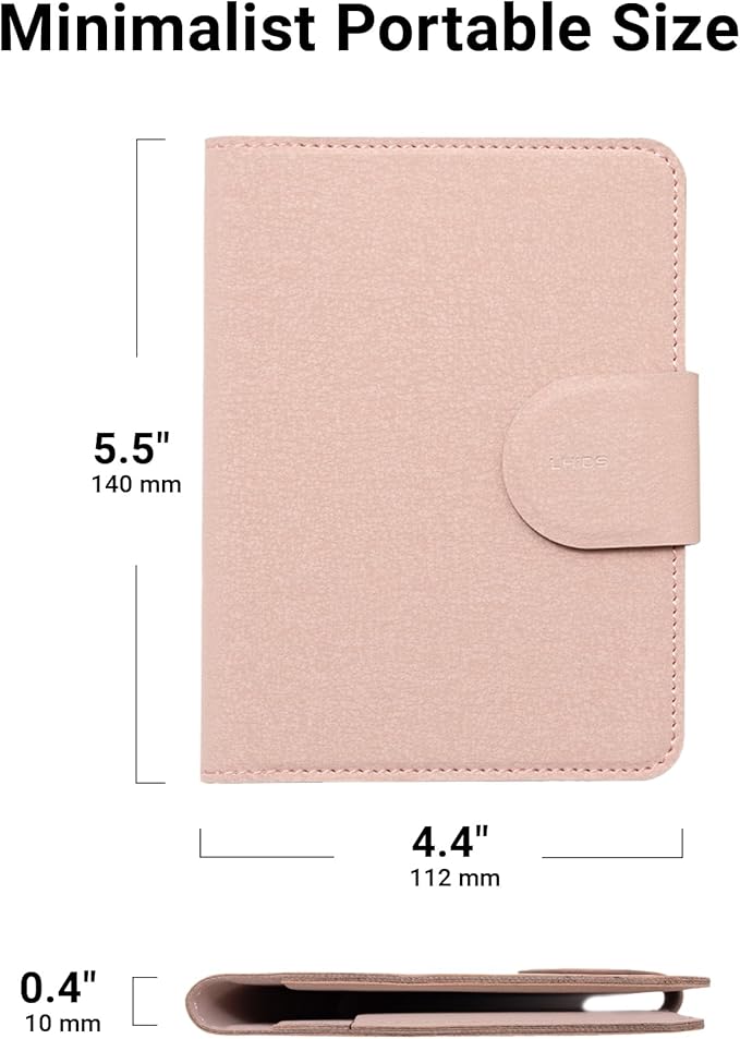 LHiDS Leatherette Passport Holder with RFID Protection, Premium PU Leather, Snap Button Closure, Travel Passport Wallet Cover for Passport, Boarding Passes, Business Cards, Cash (Rose Pink)