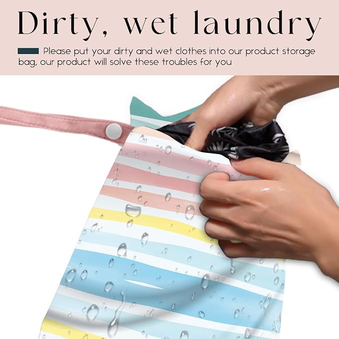 3 Pcs Wet Bag, Wet Dry Bag, Waterproof Bag, Small Laundry Bag, Wet Bag for Pool, Beach, Swimsuit, Makeup Bag, Diapers,Cruise Ship Essentials,Rainbow Gifts, Beach Accessories Travel for Women