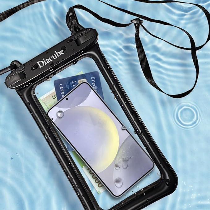 2-Pack Waterproof Phone Pouch, Universal IPX8 Floating Waterproof Case with Adjustable Lanyard for All Phones [Up to 8.3"] Beach, Waterpark & Travel Essentials - Blue