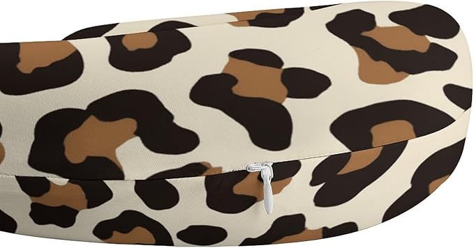 Men’s Comfort U-Shaped Neck Pillow Memory Foam Travel, Leopard Prints Printed U-Shape, Breathable Car Airplane Support