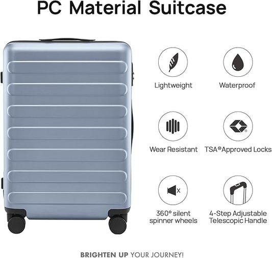 NINETYGO Medium Checked Luggage 24 Inch, Checking In Luggage with Smooth Spinner Wheels, Lightweight, Hard Shell PC Suitcase, Lightweight Travel Luggage, TSA Approved (Shadow, Rhine Basic)