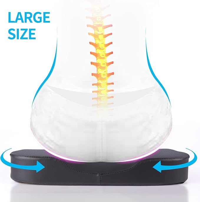 LARROUS Car Seat Cushion - Comfort Memory Foam Seat Cushion for Car Seat Driver, Tailbone (Coccyx) Pain Relief Pad, Car Seat Cushions for Driving, Office Chair Cushion (Black)