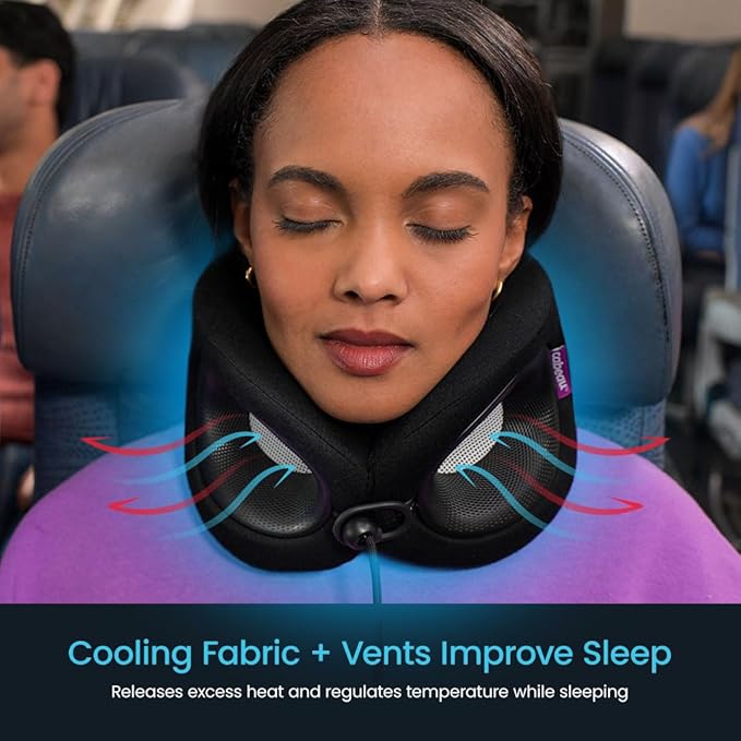 Cabeau Travel Essential Neck Pillow - Fits Most Neck Sizes (11-21 inches) - Evolution X Three Ways to Adjust for Ultimate Comfort on Long Flights (Amethyst)