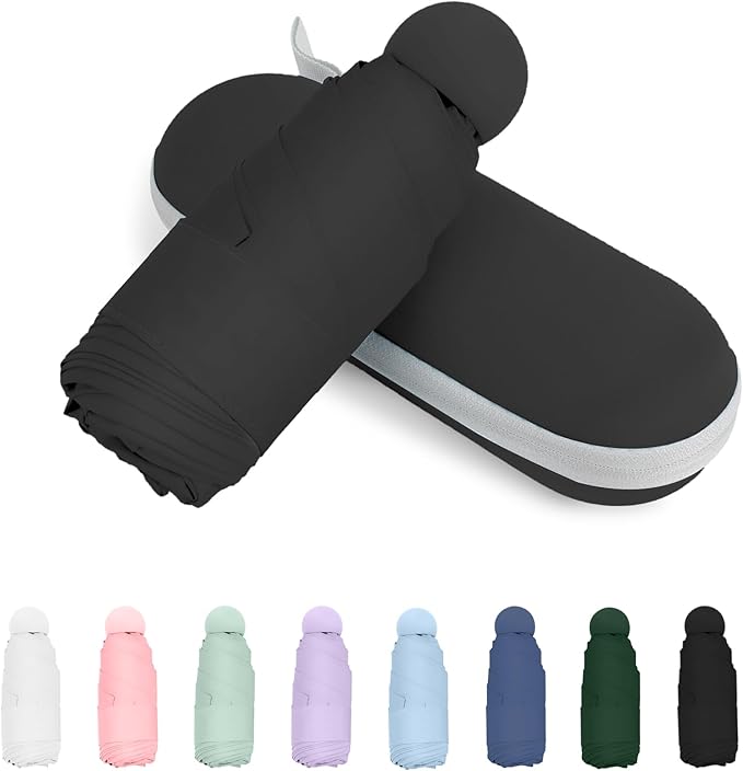 Compact Travel Umbrella, Small Pocket Mini Umbrella for Purse Wallet, UV Sun Rain Umbrellas for Backpack, Portable Folding Umbrellas for Women Kids