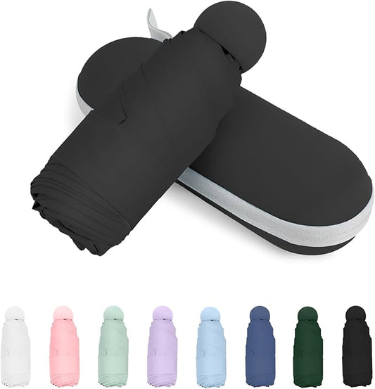 Compact Travel Umbrella, Small Pocket Mini Umbrella for Purse Wallet, UV Sun Rain Umbrellas for Backpack, Portable Folding Umbrellas for Women Kids