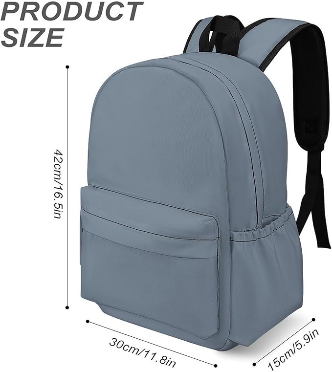 Slate Gray Backpack Adult Travel Daybag for Women Men College Backpack for Vacation Hiking Camping Bag
