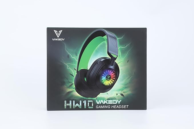 Vakedy HW10 Wireless Gaming Headset for PS5,PS4,PC,2.4GHz Bluetooth Over Ear Headphones with Noise Cancelling Microphone,50Hr Battery Gamer Headsets for Switch, Laptop,Mobile,Mac,Cool RGB (Black)
