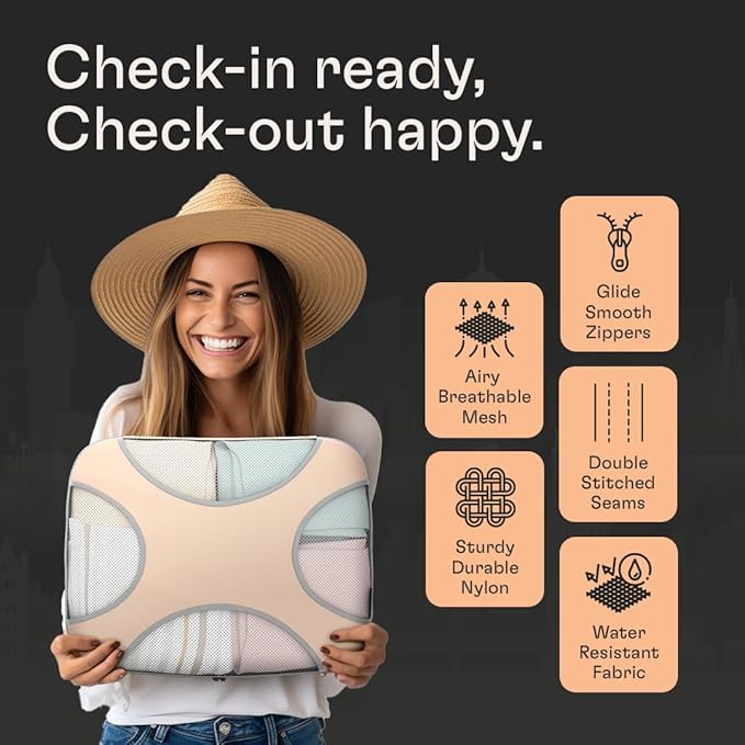 Shacke 6 Set Packing Cubes for Travel - Compression Packing Bags/Travel Organizer - Luggage Organizer Bags for Traveling - Travel Essentials for Women - Cruise Must Haves Packing List