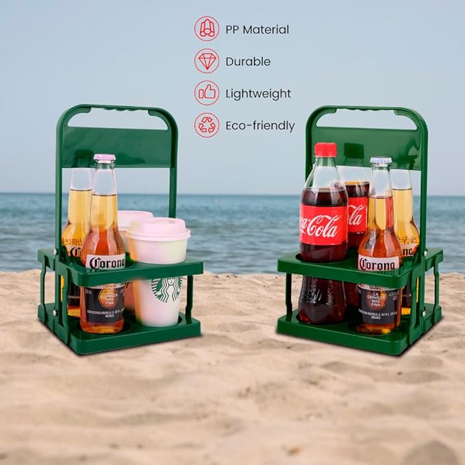 musbus Reusable Drink Carrier with Handle for Delivery Drivers, Portable Cup/Coffee Holder Accessories for Delivery, Foldable Drinks Caddy with Tray, Car Durable Plastic Festive Bottle, Vacation