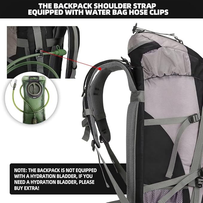 King'sGuard 70L Hiking Backpack with Rain Cover Lightweight Waterproof Travel Camping Backpack Large Backpacking Pack