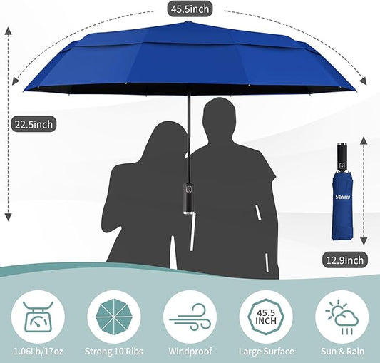 Seniny Windproof Travel Umbrella, Automatic Umbrellas for Rain, Portable & Compact Umbrellas for Backpack, Strong UV for Protection, Folding Small Sun Umbrella for Car, Walking