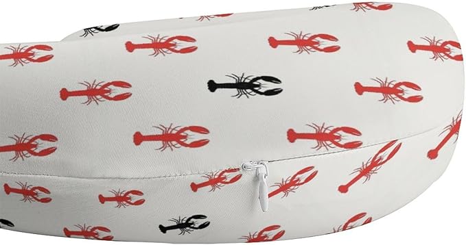 Breathable Travel Pillow Red Lobsters Black Lobster Memory Foam Chin Support, Removable Washable Cover for Airplane Car Office Sleeping
