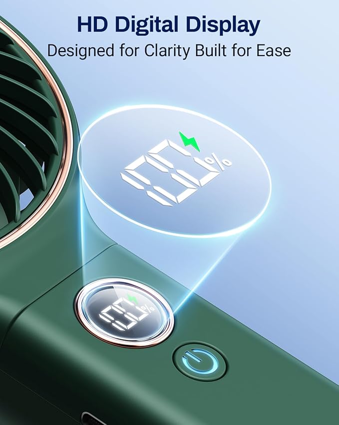 SWEETFULL Handheld Portable Fan, 5000mAh Rechargeable Battery, 6 Speed Wind, LED Digital Display, Foldable Electric Personal Mini Travel Fan with Backup Power, Summer Essentials Gifts for Women Girl