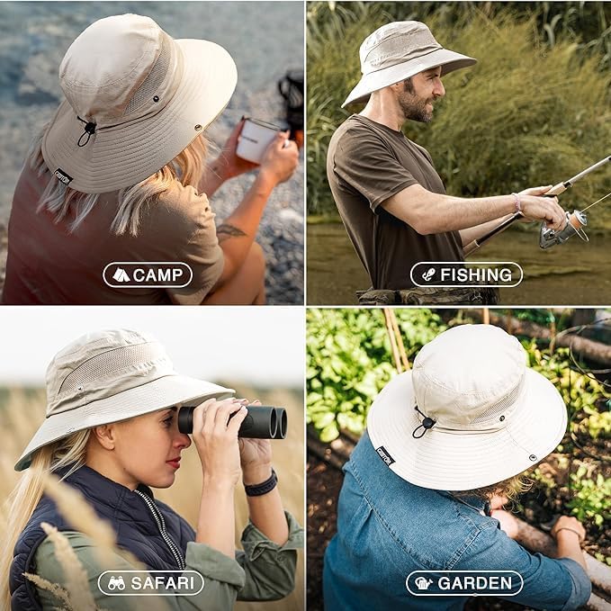 GearTOP Safari Hat for Men Sun Hats for Women UV Protection UPF 50+ Fishing, Gardening, Hiking Hat (22-23 1/2")