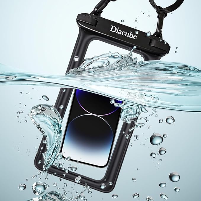 2-Pack Waterproof Phone Pouch, Universal IPX8 Floating Waterproof Case with Adjustable Lanyard for All Phones [Up to 8.3"] Beach, Waterpark & Travel Essentials - Black