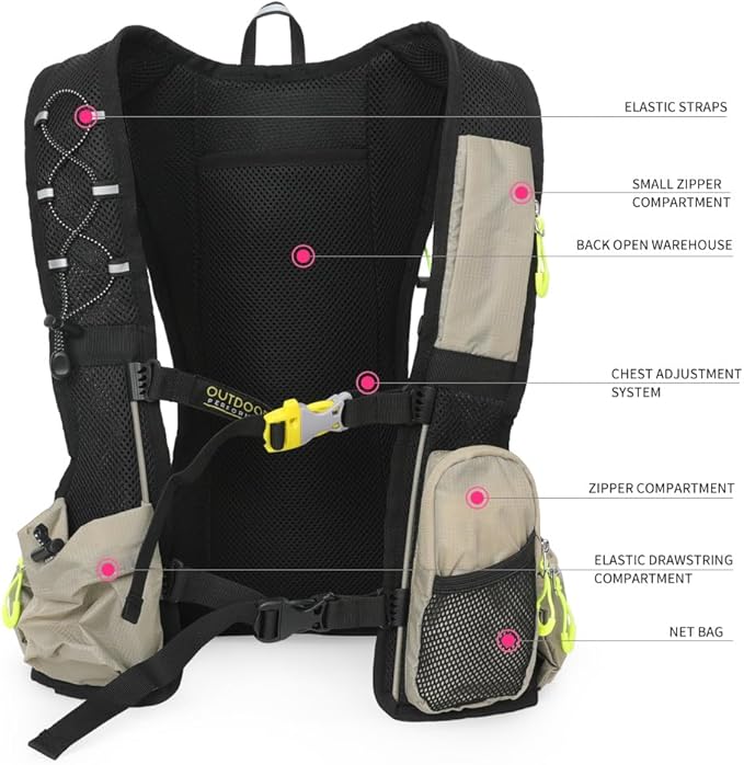 Hydration Pack Backpack，IX INOXTO Running Hydration Vest with 1.5L ( 50 oz) Water Bladder for Men Women，Lightweight Water Backpack for Hiking Cycling Climbing Camping