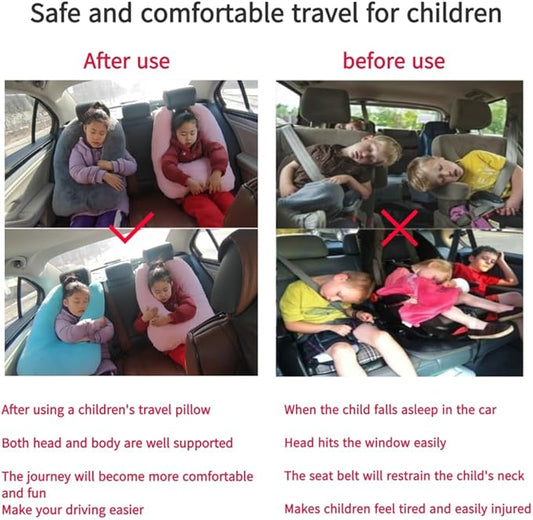 Travel Pillow Cushion for The Back Seat of Car Car Pillow for Kids A Sleeping Artifact Suitable for Long-Distance Travel of Adults and Children Travel Pillow for Kids Pink