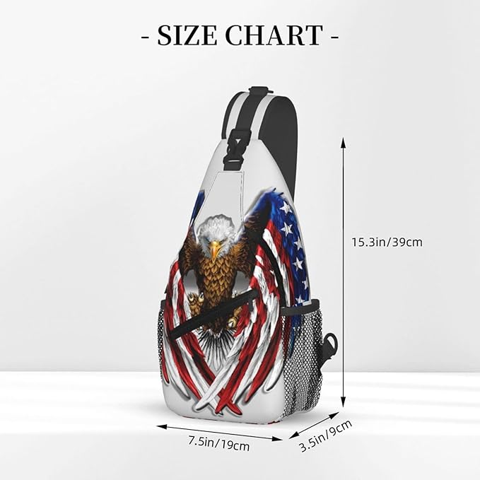 Eagle American Flag Sling Bag Multipurpose Crossbody Sling Backpack Travel Cycling Hiking Shoulder Bag For Women Men