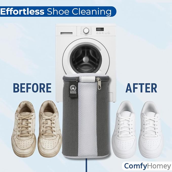 ComfyHomey Shoe Laundry Bag Set: 2 Pack Shoe Washing Machine Bag + Reusable Dryer Mesh Bag | Durable, Tear-Resistant, Reinforced Zipper | 360° Clean for Sneakers, Tennis & Gym Shoes, Easy & Safe Wash