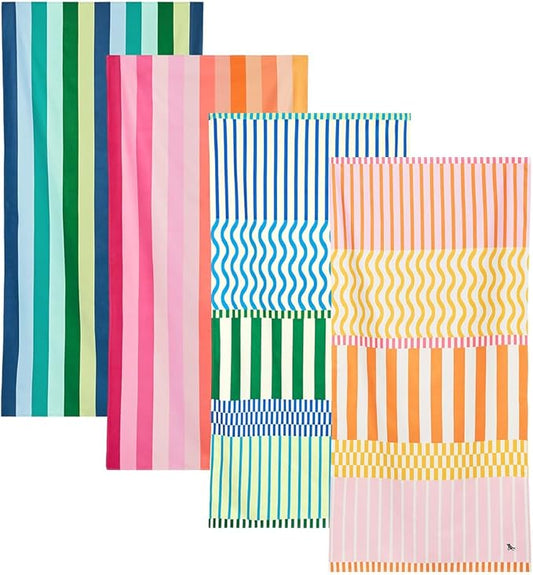 Dock & Bay Beach Towel - Quick Dry, Sand Free - Compact, Lightweight - 100% Recycled - Includes Bag - Sunset Boulevard - Set of 4 - Large (160x90cm, 63x35)