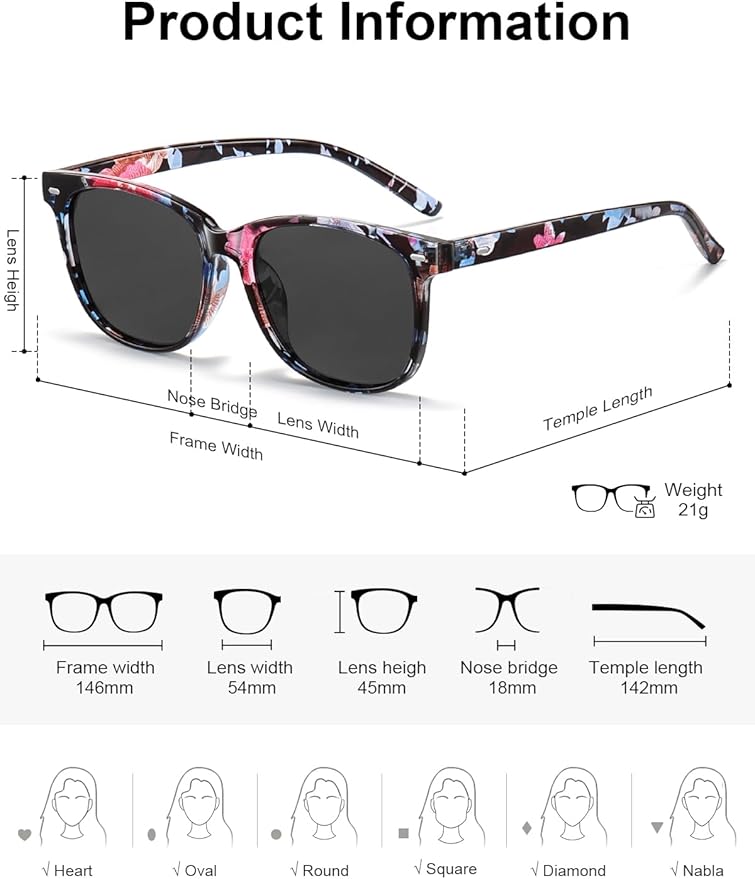 Wzerry Sunglasses for Women Polarized, Sun Glasses Vintage Style Trendy Round UV400 Protection Lens