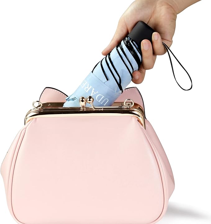 Small Travel Umbrella Compact for UV Protection Light Purse Size Umbrellas for Sun Rain Portable for Backpack