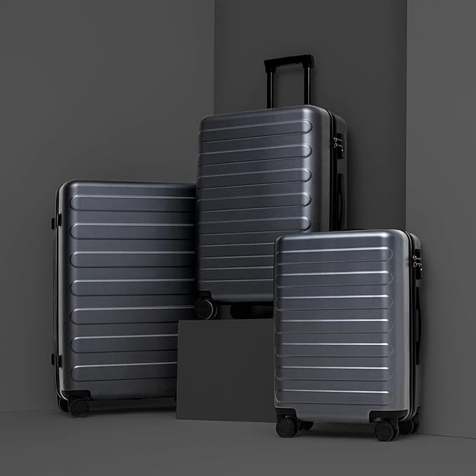 NINETYGO Carry On Luggage 22x14x9 Airline Approved, 20 Inch Luggage with Smooth Spinner Wheels, Lightweight, Hard Shell PC Suitcase Carry-On, Travel Luggage, TSA Approved (Grey, Rhine Basic)