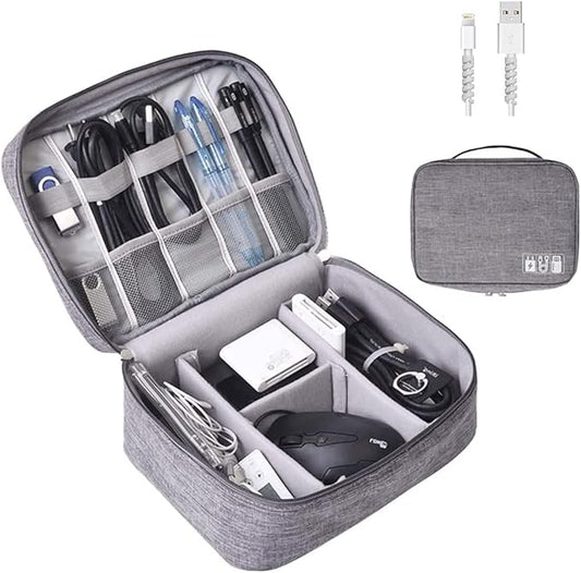 Electronics Organizer, OrgaWise Electronic Accessories Bag Travel Cable Organizer Three-Layer for iPad Mini, Kindle, Hard Drives, Cables, Chargers