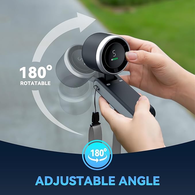AMPMG High-Speed Portable Fan, 5 Speed Settings, Three-Phase Brushless Motor, 13550RPM, 12 Hour Battery Life, Black Handheld Electric Cooling Device