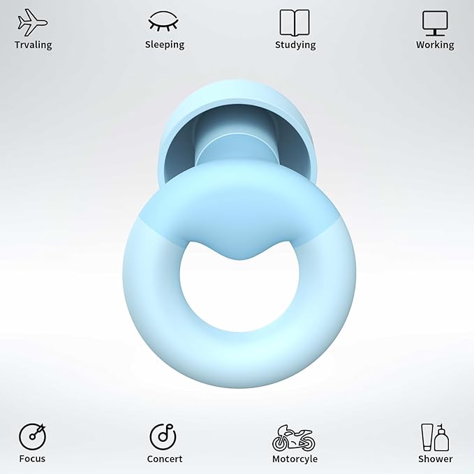 Earplugs for Sleeping,Noise Reduction Soft Silicone Ear Plugs with 7 Pairs Ear Tips&One Connection Cord,Hearing Protection Reusable Earplugs for Sleeping,Concert, Work&Sound Reduction 25dB-30db