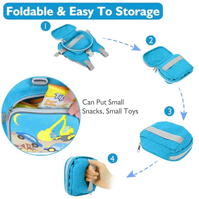 Accmor Toddler Harness Leash + Reflective Anti Lost Wrist Link, Cute Car Kids Harness with Leash, Collapsible Hand Strap Child Walking Restraint Belt Tether Hold Baby Boys Close for Outdoor Travel