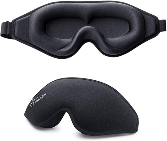 Sleep Eye Mask for Women Men, Soft and Comfortable Night Eye Mask for Sleeping, 3D Blockout Eye Cover for Travel, Blindfold with Adjustable Strap (Black)