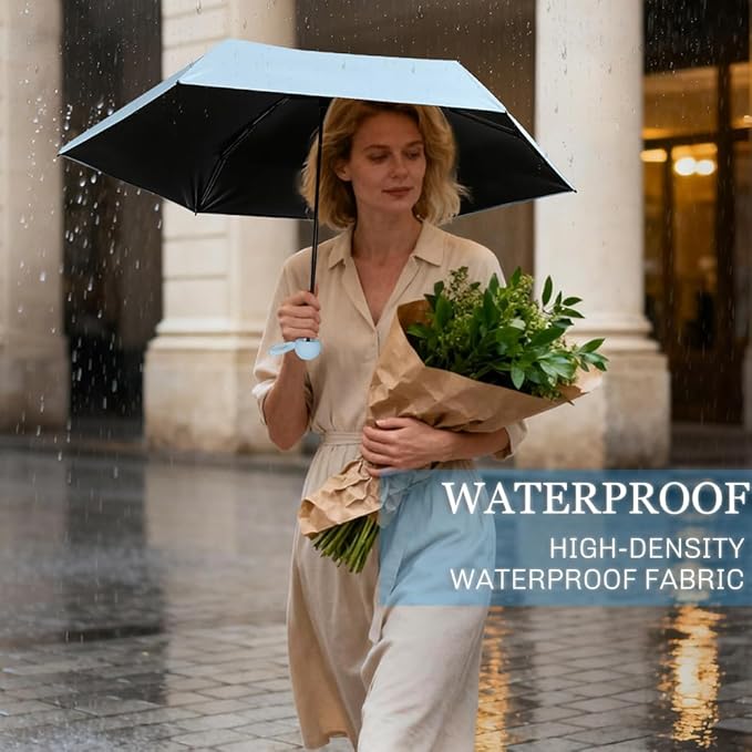 TOPSAIL Mini Umbrella Compact for Travel, UV Sun Protection(UPF50+), Waterproof for Light Rain, Suitable for Women & Kids With a Case, Manual 6k Folding Small Pocket Size Ufor Backpack/Purse