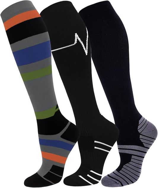 FuelMeFoot 3 Pack Copper Compression Socks - Compression Socks Women & Men Circulation - Best for Medical,Running,Athletic