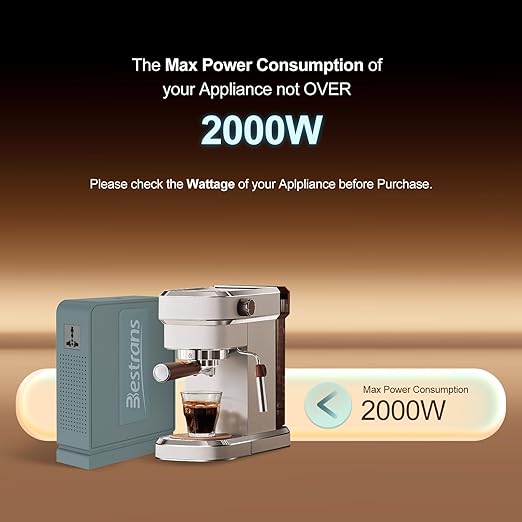 2000W Step Up Transformer 110v to 220v Converter, Heavy Duty Voltage Converter with Dual Outlets, Overload Protection & Ultra-Quiet Design for Home Appliances,Grey Green