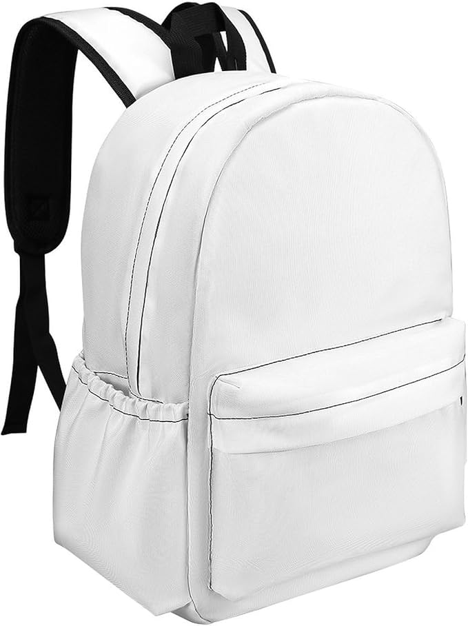 White Backpack Adult Travel Daybag for Women Men College Backpack for Vacation Hiking Camping Bag