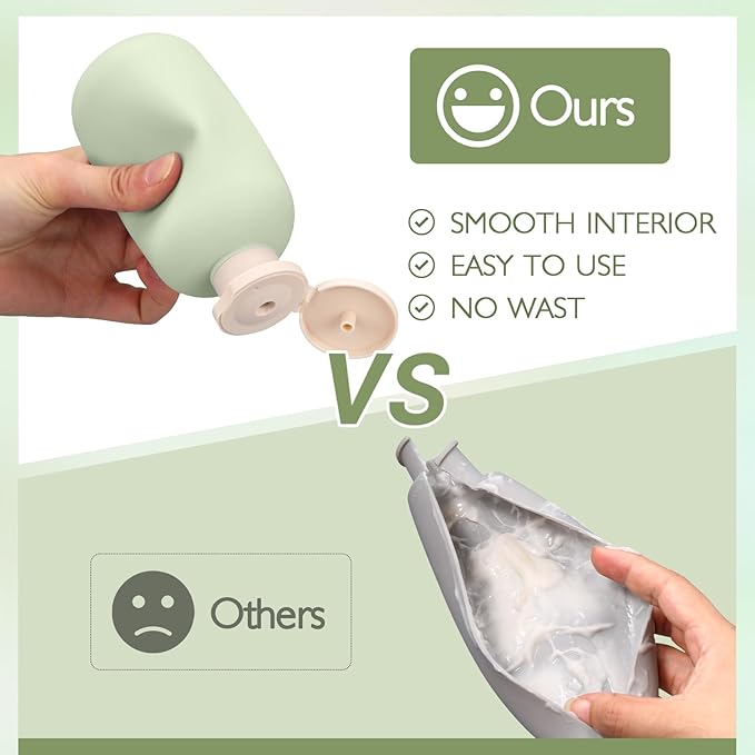 ASEVAT 6.7 oz Plastic Leak Proof Travel Bottles for Toiletries, Plastic Travel Size Containers, Shampoo and Conditioner Bottles Refillable Squeeze Bottle for Lotion, Body Wash (3Pcs)