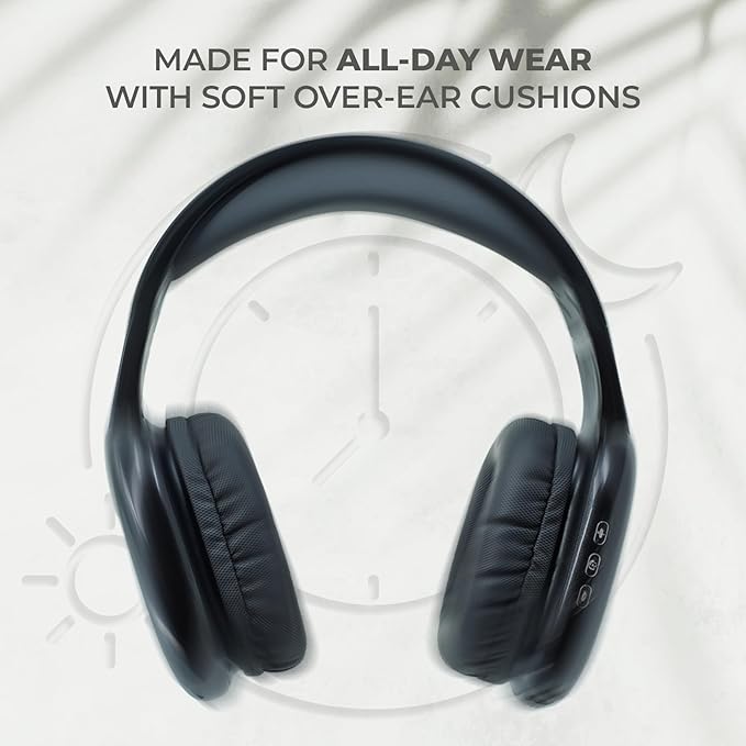 iJoy Ultra Wireless Over-Ear Bluetooth Headphones with Mic, Up to 10 Hours Playtime, Bluetooth Headset 33Ft Range with Backup AUX Cable & SD Slot, Wireless Headphones for Gaming, Work & Gym (Black)