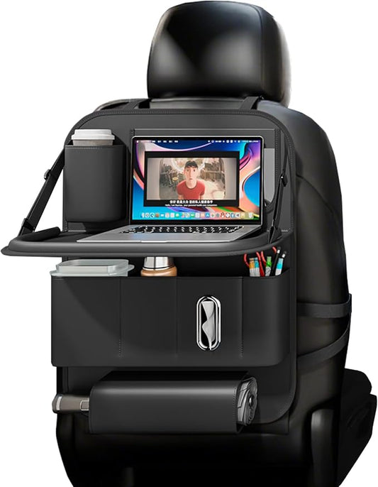 Car Seat Organizers,Multi-functional Back Seat Protectors, Storage Pouches, Child kicking prevention and Tray Holders (for Cars, Kids, Seat Back and Rear Seats) (Black, 1 Pcs)