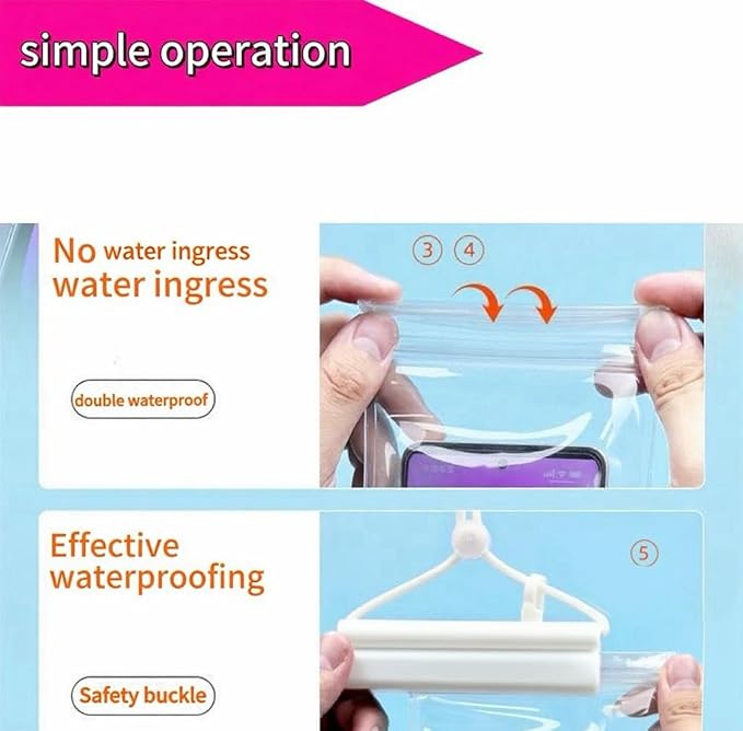 1PCS Waterproof Phone Case - Universal Fit for iPhone 14/13/12 & Android Phones - Submersible Up to 100ft for Kayaking, Fishing, Rain,etc.(Black/White/Pink) (White)