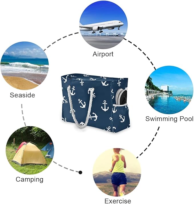 senya Large Beach Shoulder Bags Canvas Tote Water Resistant for Gym Travel Daily