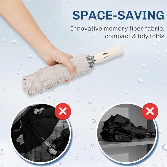 TOPSAIL 45in Truley Compact Folding Umbrella for Travel, Effortless & Safe Collapse, Portable & Sturdy Windproof Inverted Umbrellas for Rain