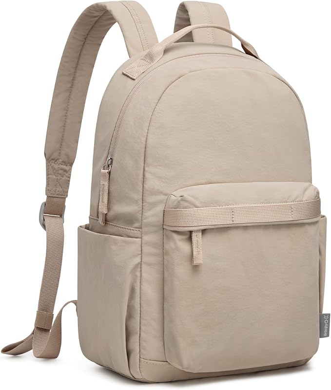 G4Free Small Nylon Backpack for Women Men, Lightweight Backpack Daypack for Travel Work Hiking, Khaki