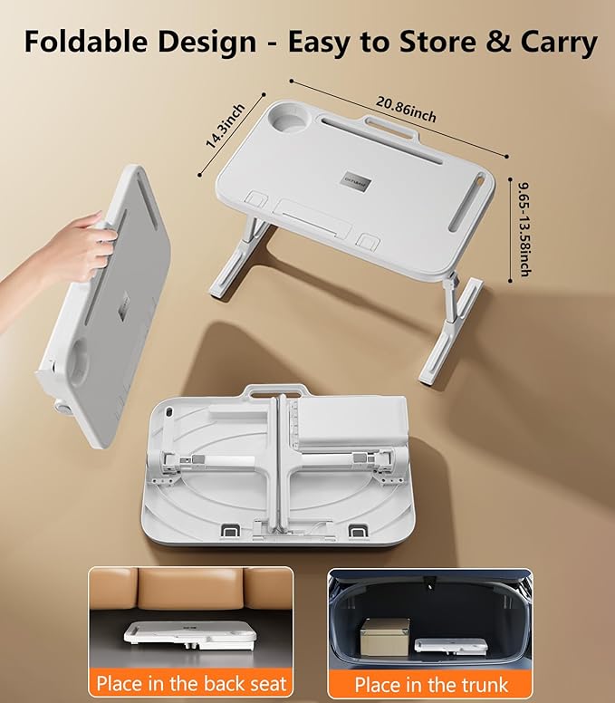 DICMKY Foldable Car Seat Tray Table, Adjustable Multifunctional Lap Tray for Kids, Portable Car Lap Desk for Laptop Computer Tablet, Rear Seat Tray for Eating/Reading, Travel Essentials Accessories