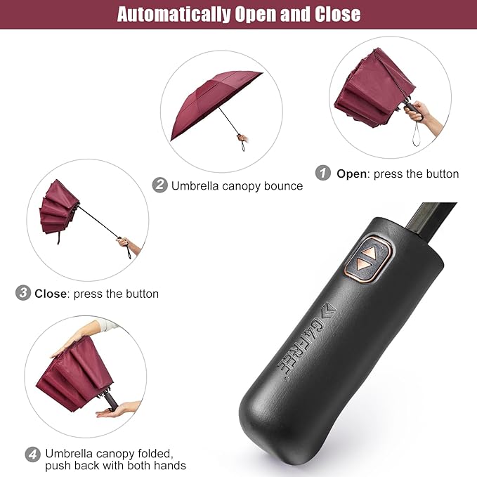 G4Free 42/46/54/62 Inch Large Golf Umbrella Compact Reverse Travel Umbrella 10 Ribs Windproof for Rain Double Canopy Automatic Open Close