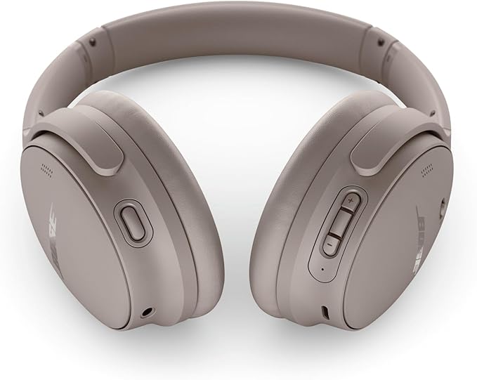Bose QuietComfort Headphones - Wireless Bluetooth Headphones, Active Over Ear Noise Cancelling and Mic, USB-C Charging, Deep Bass, Up to 24 Hours of Playtime, Sandstone