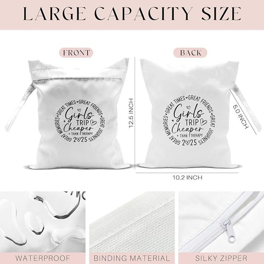 2Pcs Girls Trip Gifts Wet Dry Bag, Beach Bag Wet Bag Favors, Sunscreen Aloha Bags Swimsuit Toiletry Travel Essentials For Women, Beach Travel Laundry bags for Dirty Diaper Swimsuit Gifts