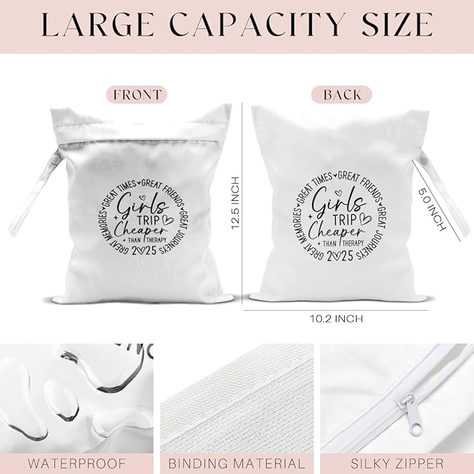 2Pcs Girls Trip Gifts Wet Dry Bag, Beach Bag Wet Bag Favors, Aloha Bags for sunscreen Swimsuit Toiletry Travel Essentials For Women, Beach Travel Laundry bags for Dirty Diaper Swimsuit Gifts