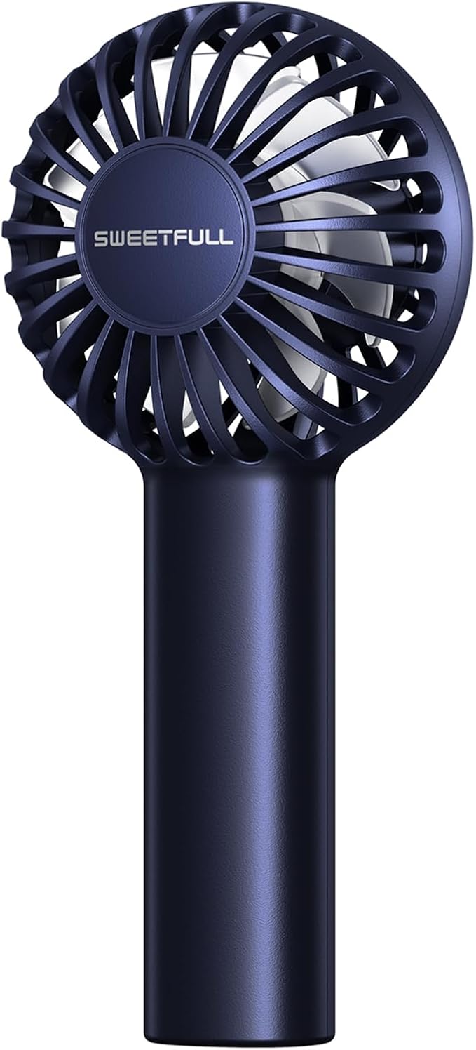 SWEETFULL Mini Portable Fan - Small Handheld Fan, 3 Speeds Personal Hand Gifts for Travel Essentials, Lash, Makeup, Eyelash, Kids, Girls, Women - USB, Cute Design Blue