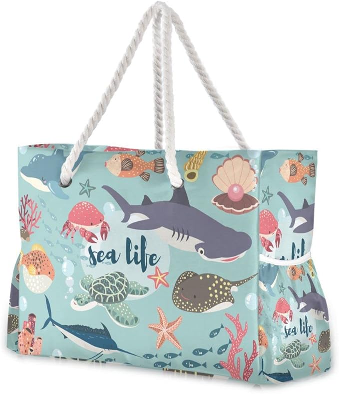 senya Large Beach Shoulder Bags Canvas Tote Water Resistant for Gym Travel Daily